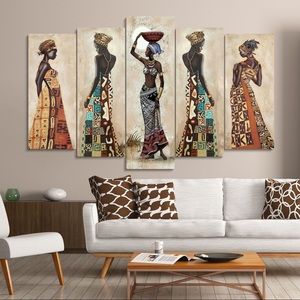 5pcs African American Wall art Black Women Decorative Print Paintings for Home